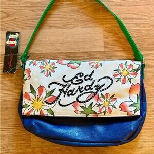 Ed Hardy Floral Blue and Green AMANDA Women's Bag